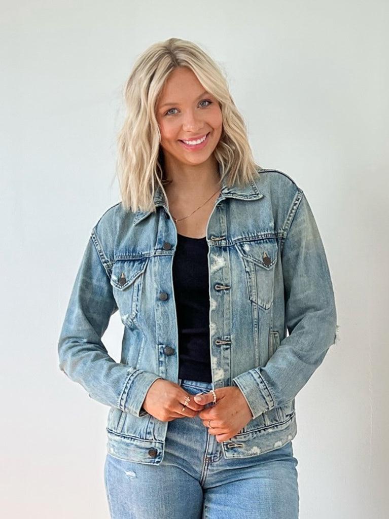 denim jacket is the perfect combo of vintage tomboy and feminine