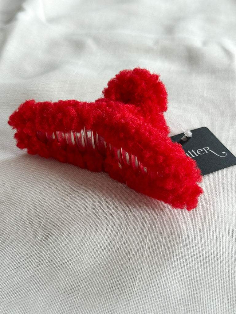 Sherpa Hair Clip - Red