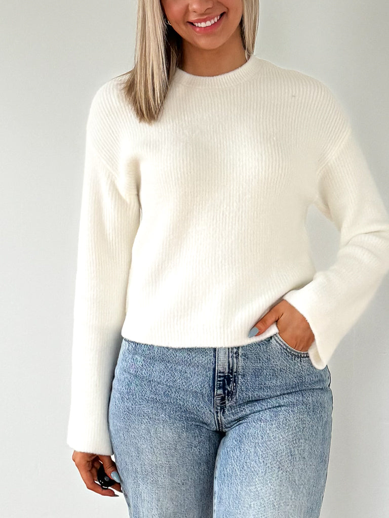 Cosette Bell Sleeve Sweater -White