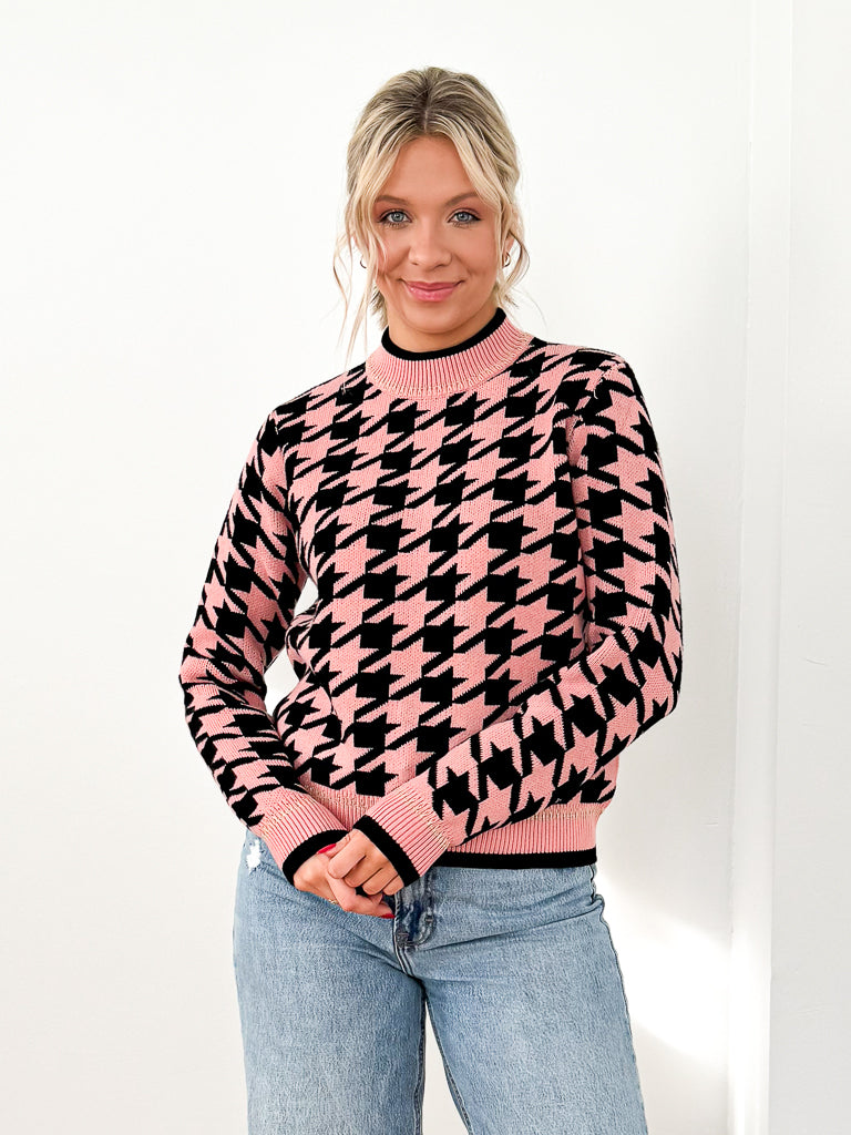 Houndstooth Sweater - Pink