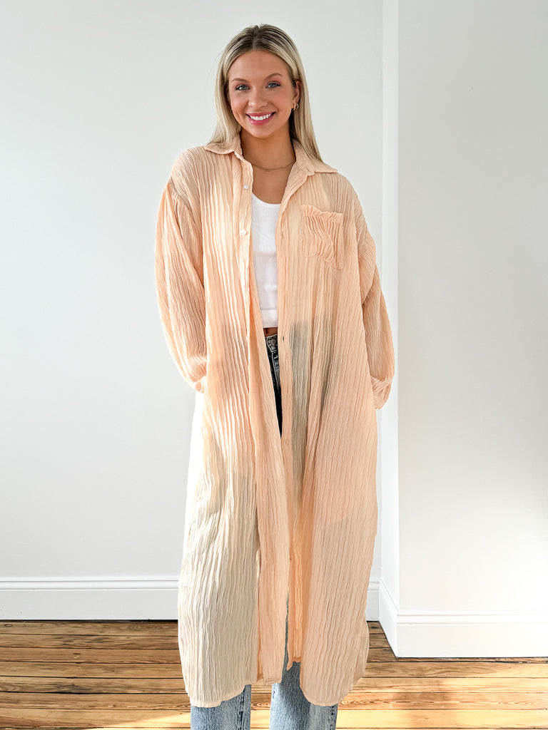Pembrooke Button Down Duster - Peachy