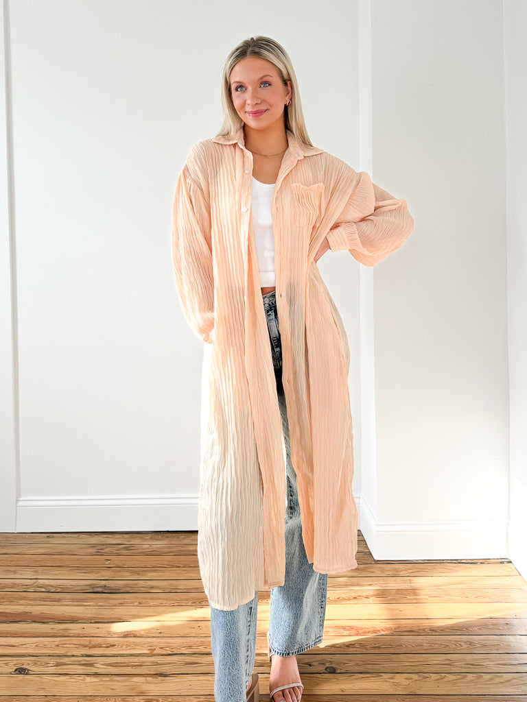 Pembrooke Button Down Duster - Peachy