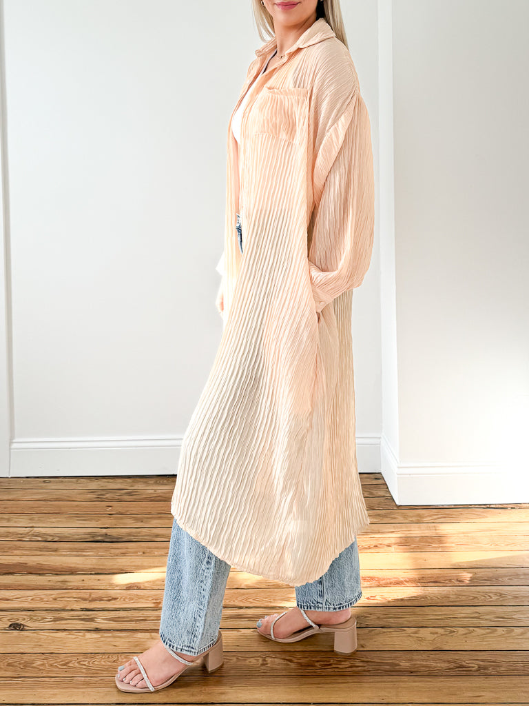 Pembrooke Button Down Duster - Peachy