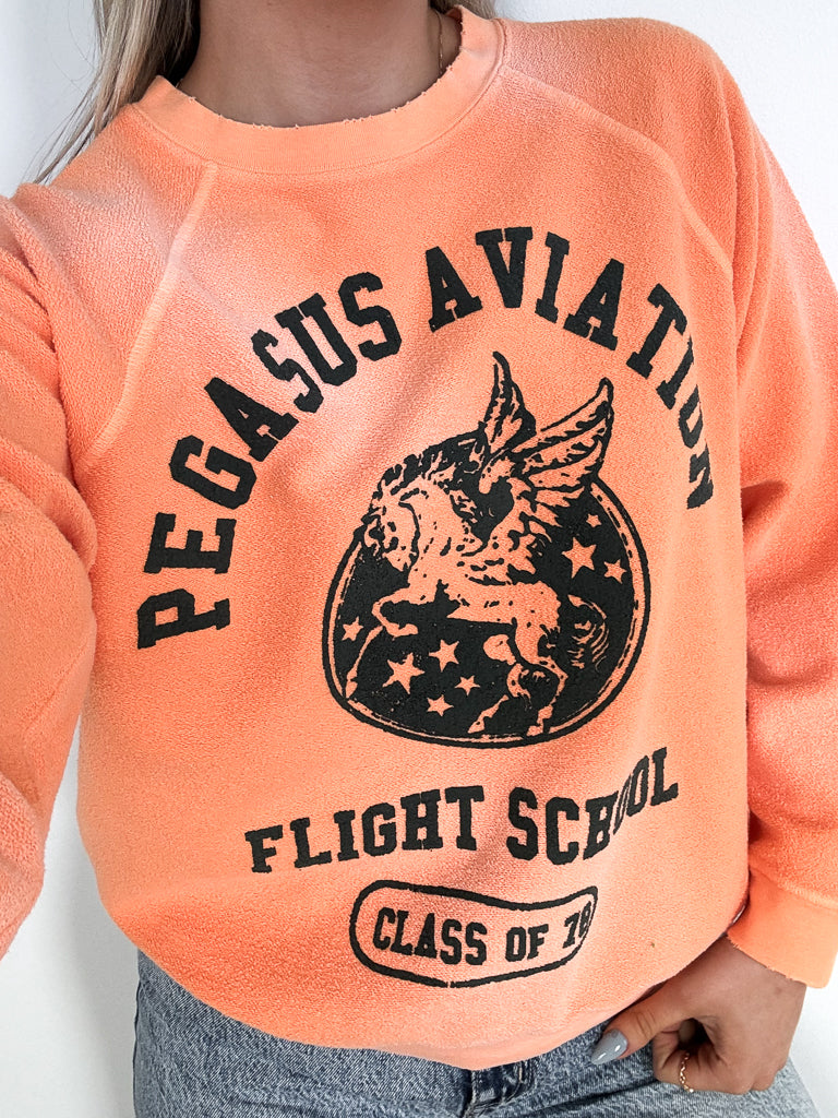 Pegasus Aviation Reverse Raglan Crew-Sun Faded Peach