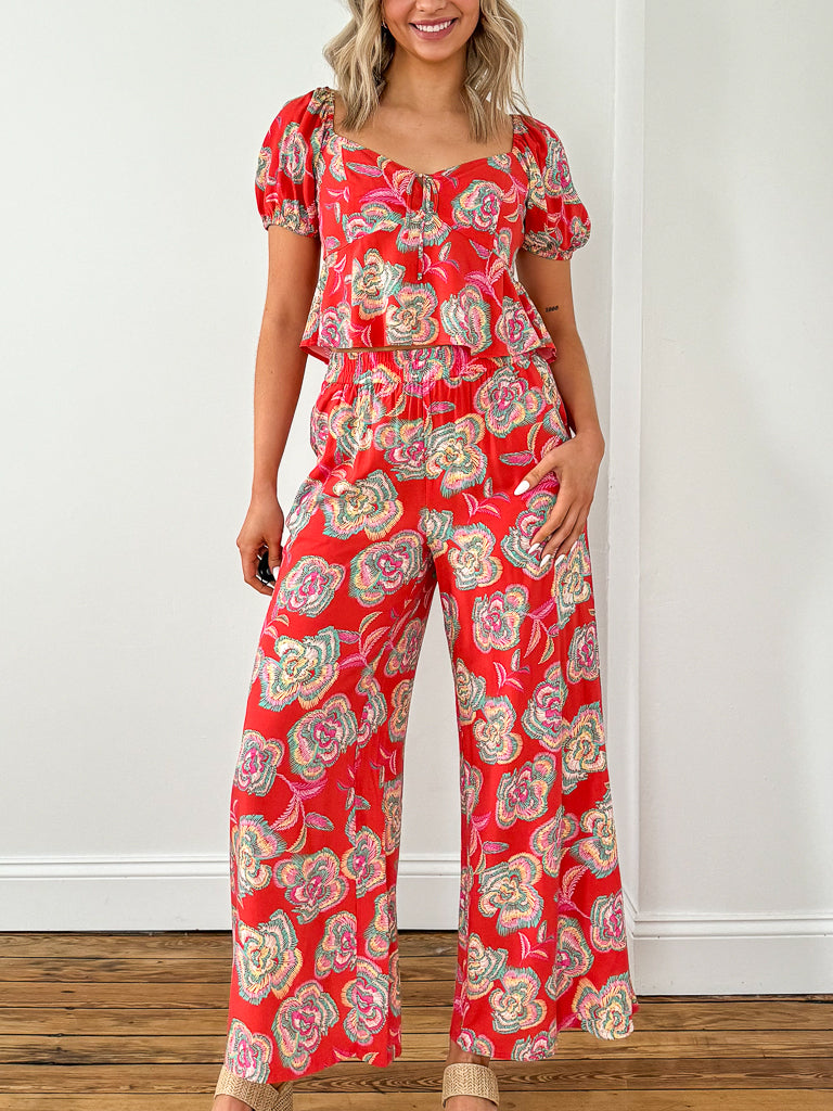 Renelle Tango Floral Top- Tango