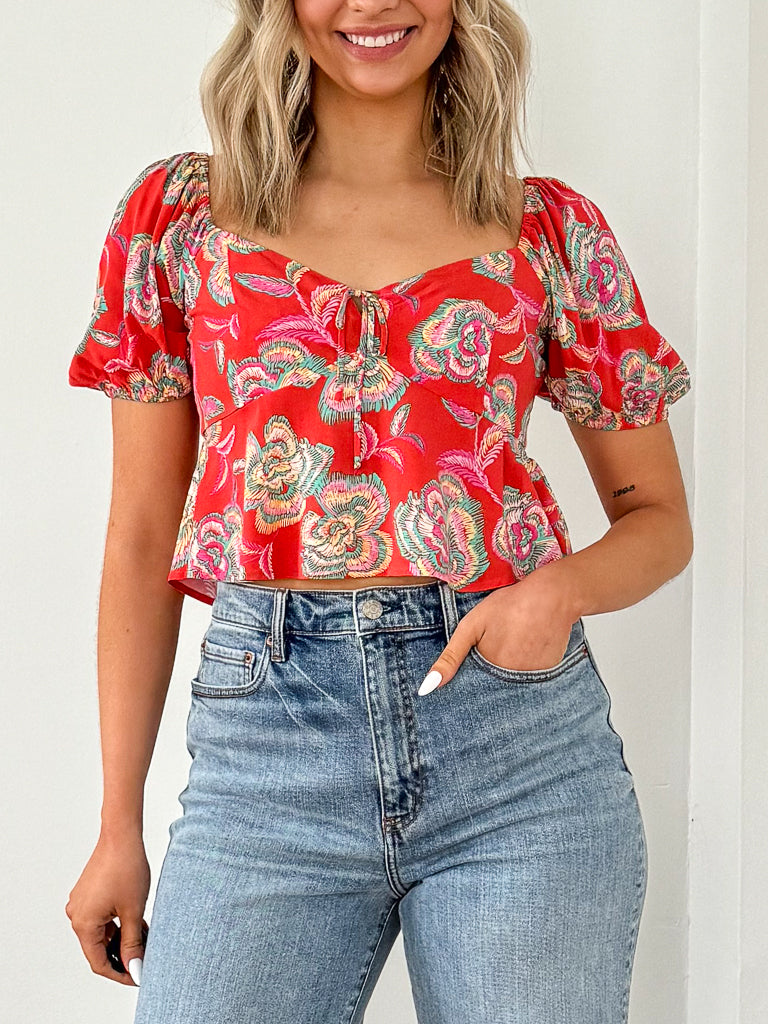 Renelle Tango Floral Top- Tango