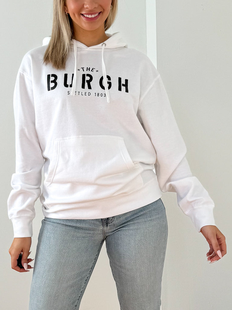 The Burgh Hoodie - White/Black