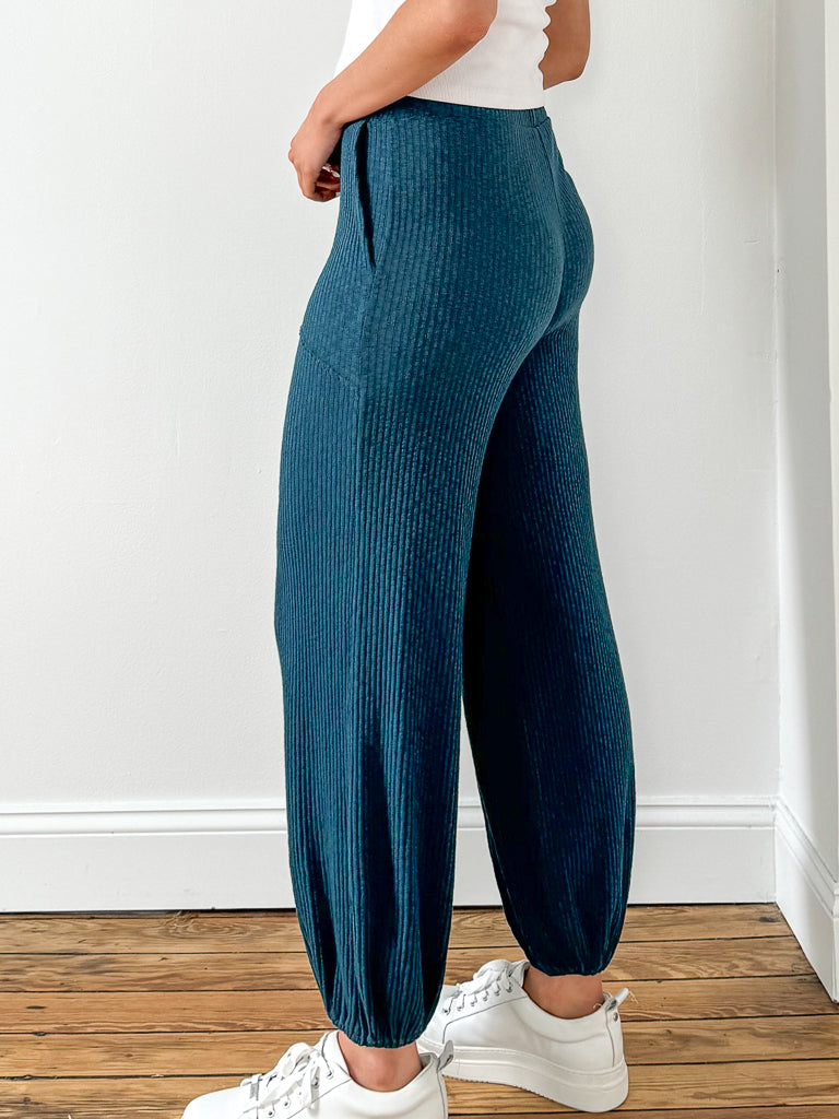 Cabana Textured Rib Pant-Oceanic Teal