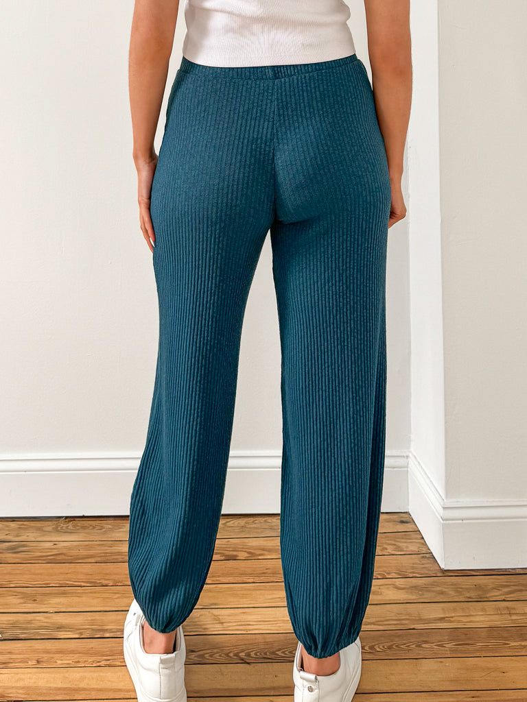 Cabana Textured Rib Pant-Oceanic Teal