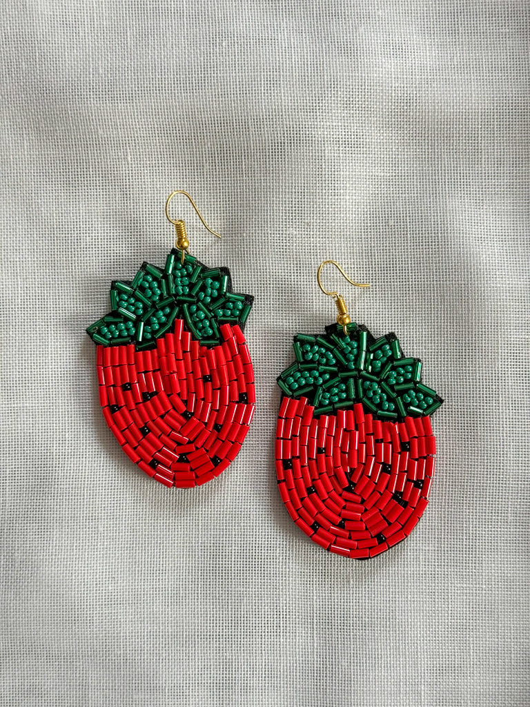 Beaded Strawberry Earring