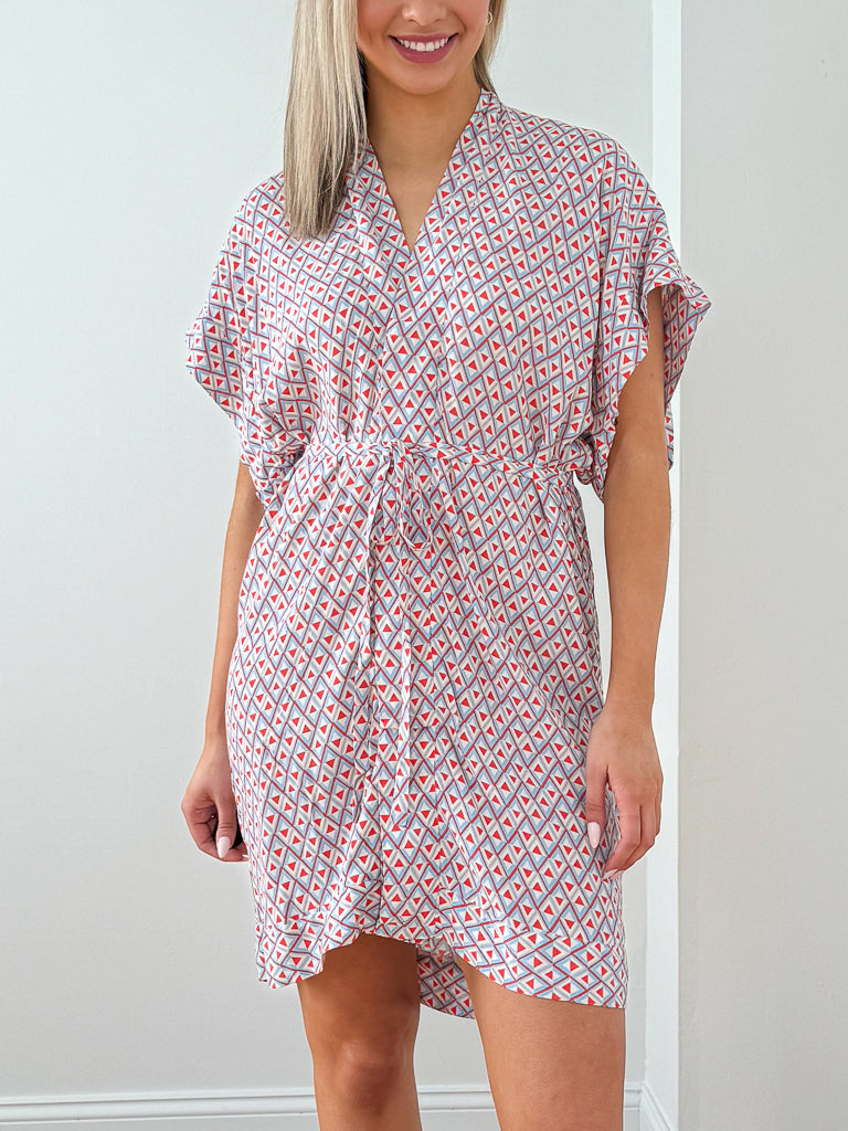 Marie Kimono Dress- Retro Blue