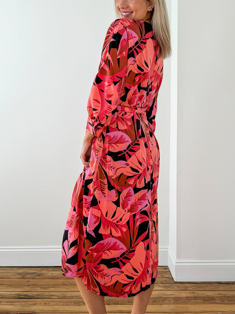 Makana Long Sleeve Dress- Sunset Palm