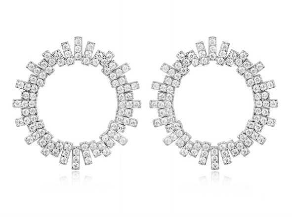 The Pave Ray Earrings- Silver