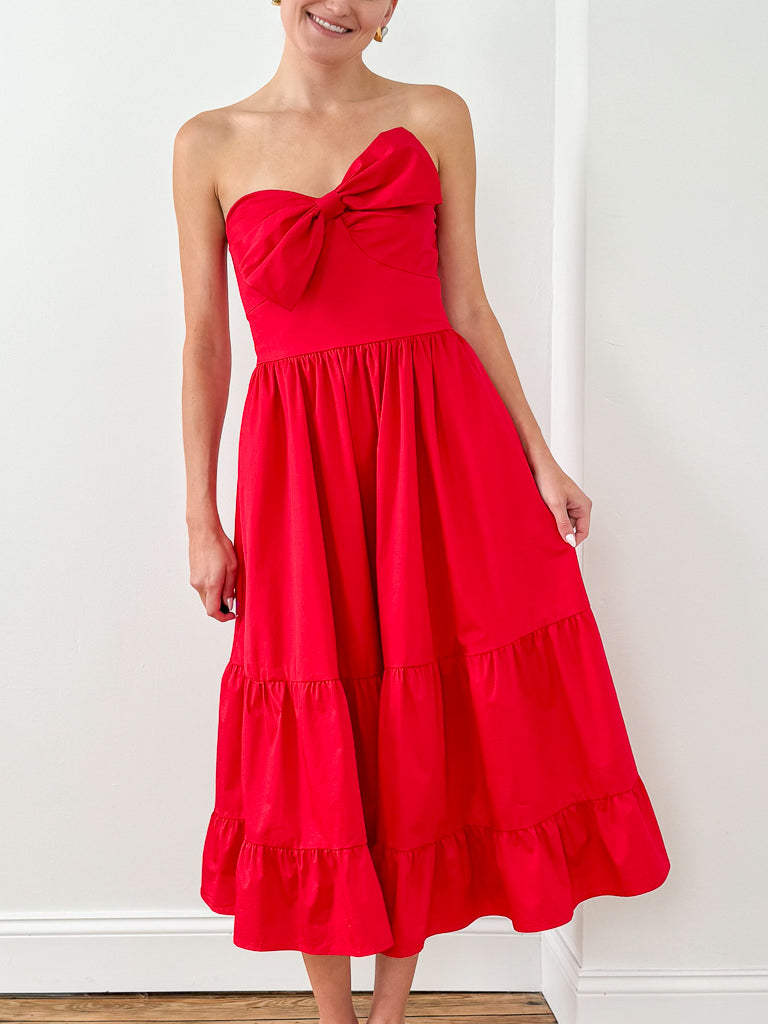Bow Tie Maxi Dress- Scarlet Red