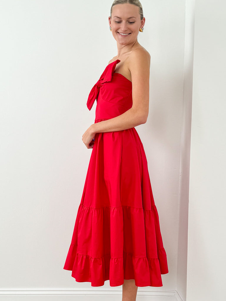 Bow Tie Maxi Dress- Scarlet Red