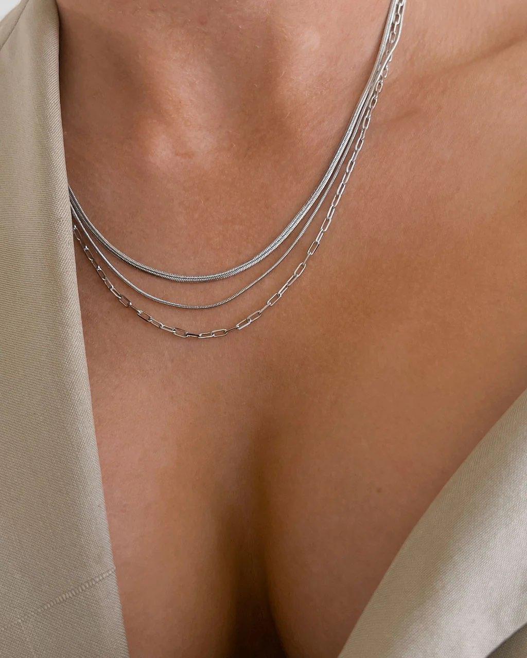 Chandon Multi Chain Charm Necklace - Silver - Flutter