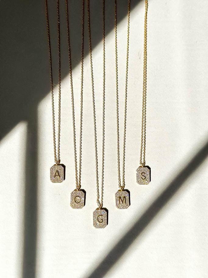 Initial Pave Necklace - Gold - Flutter