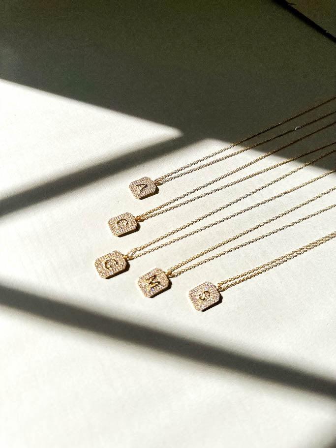 Initial Pave Necklace - Gold - Flutter