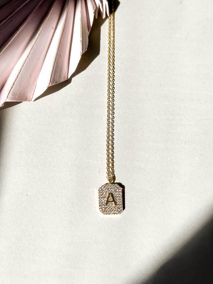Initial Pave Necklace - Gold - Flutter