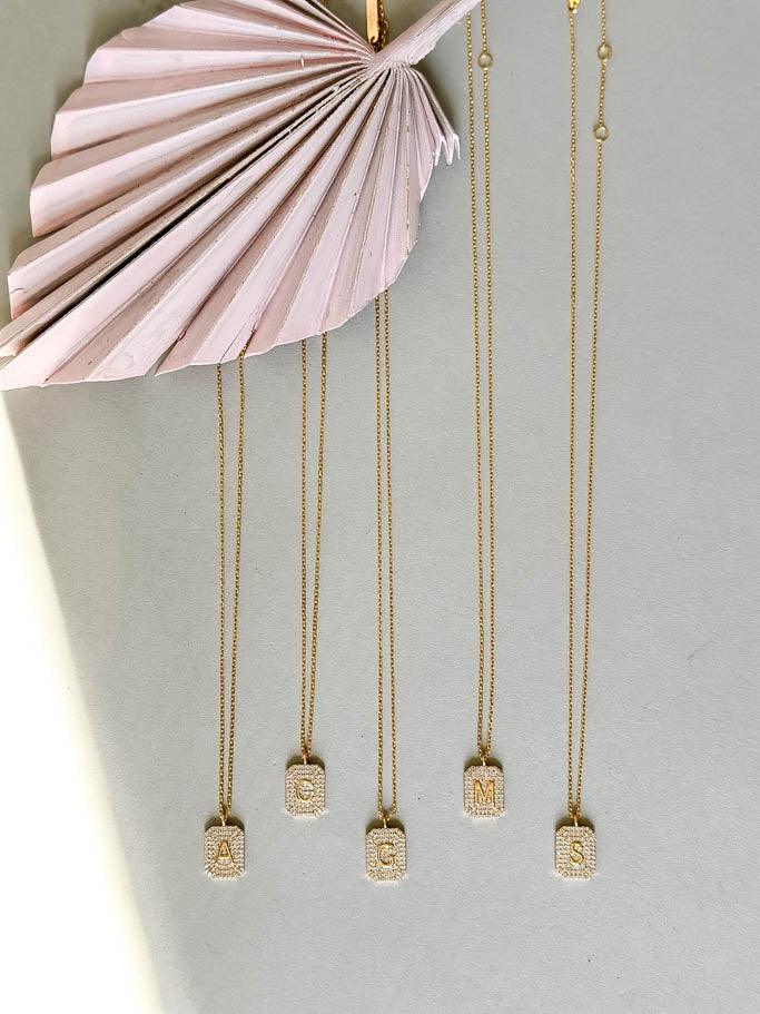 Initial Pave Necklace - Gold - Flutter