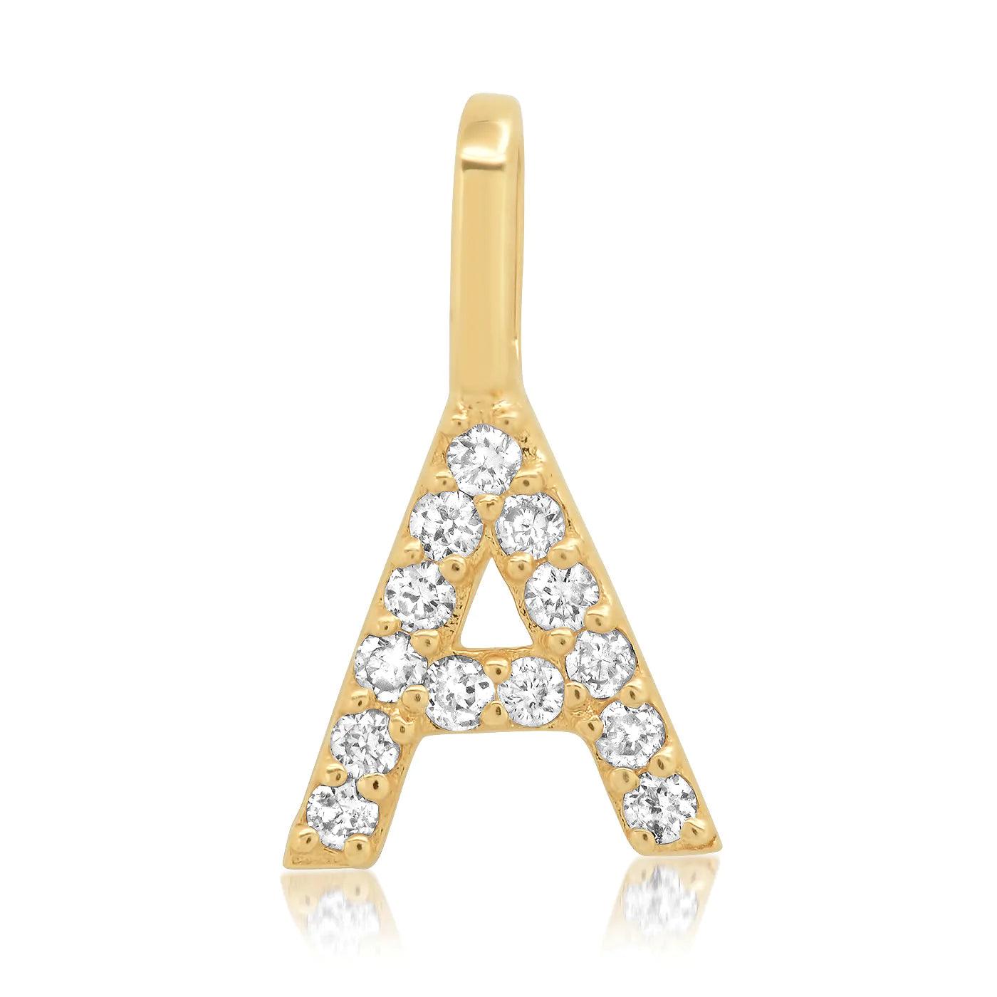 14K Pave Diamond Initial Charm - Gold - Flutter