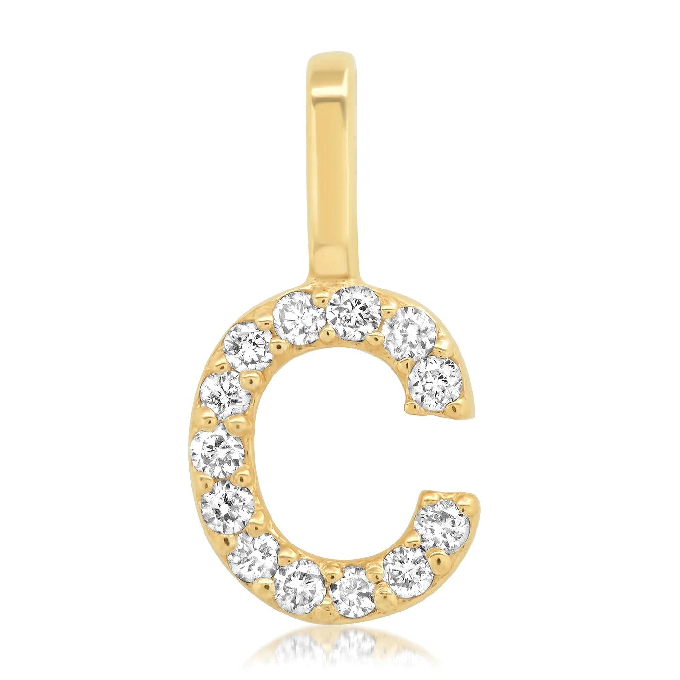 14K Pave Diamond Initial Charm - Gold - Flutter