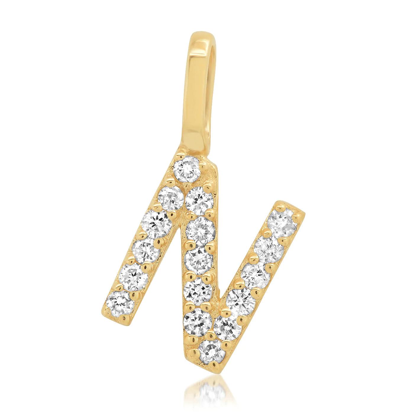 14K Pave Diamond Initial Charm - Gold - Flutter