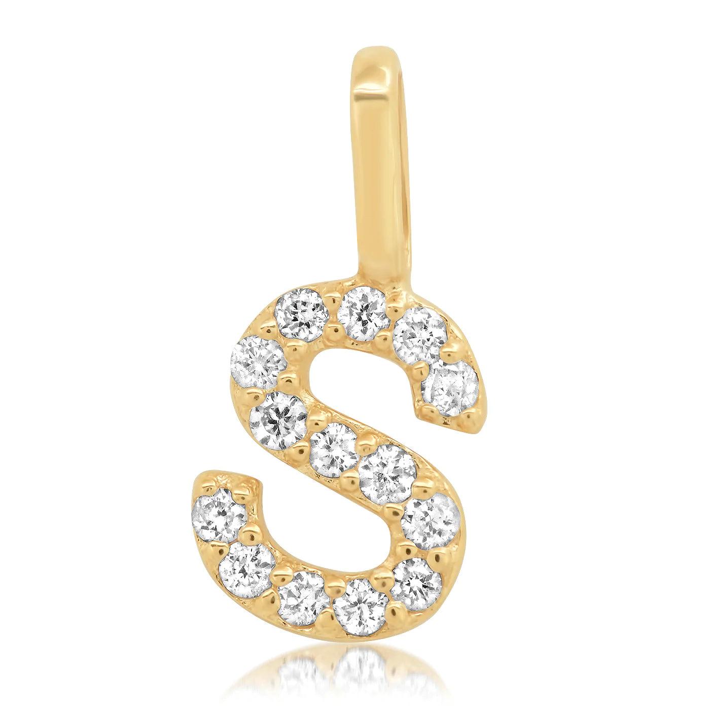 14K Pave Diamond Initial Charm - Gold - Flutter