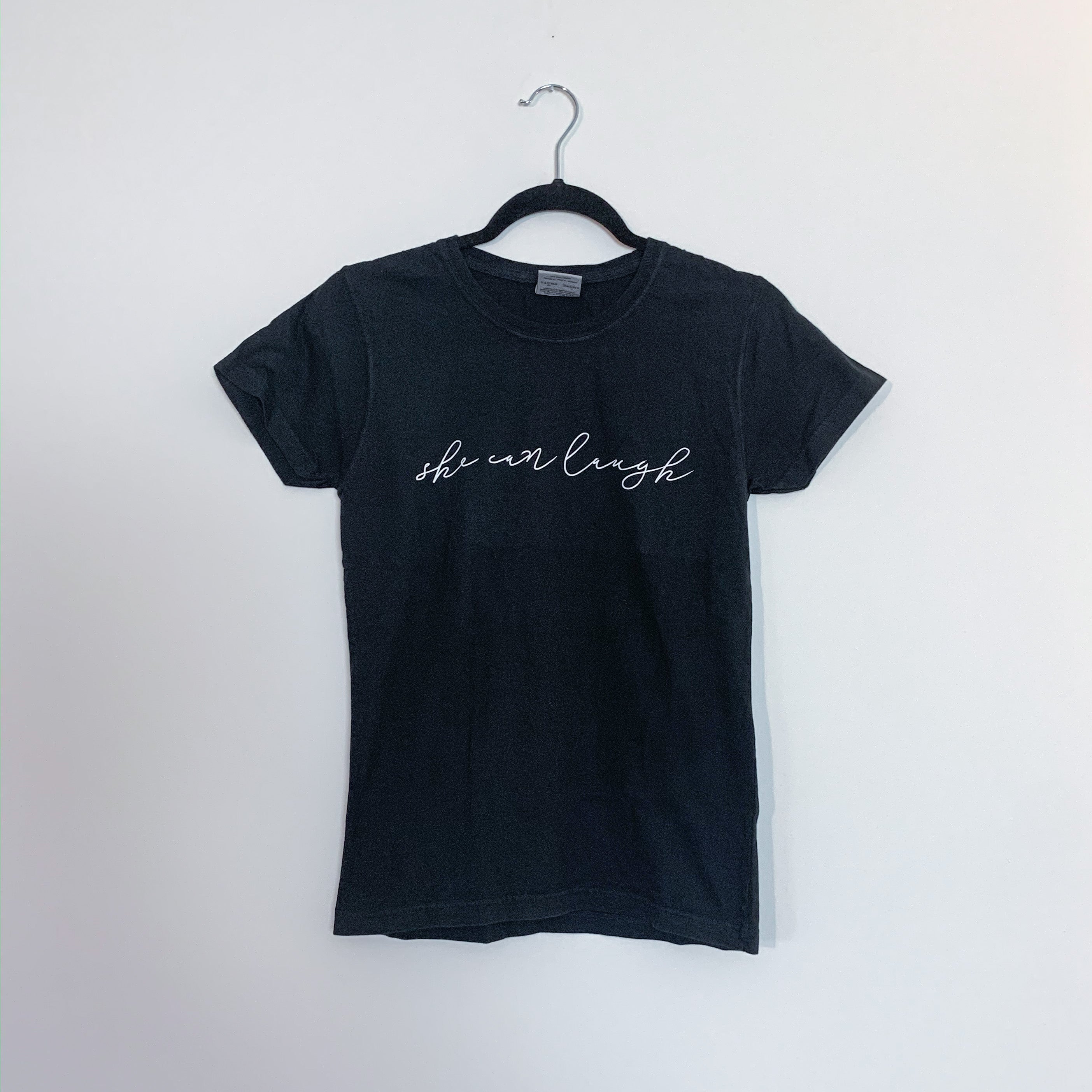 T-Shirt - She Can Laugh - Black - Women's Cut