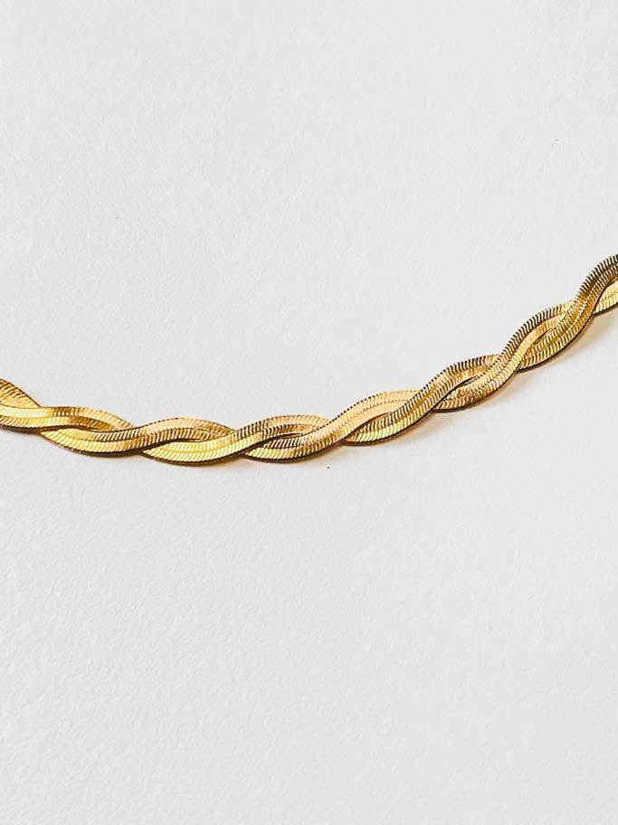 Braided Herringbone 18" Necklace - Gold - Flutter