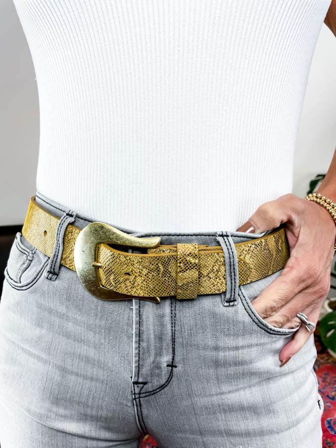 Frances Belt - Mustard Snake - Flutter