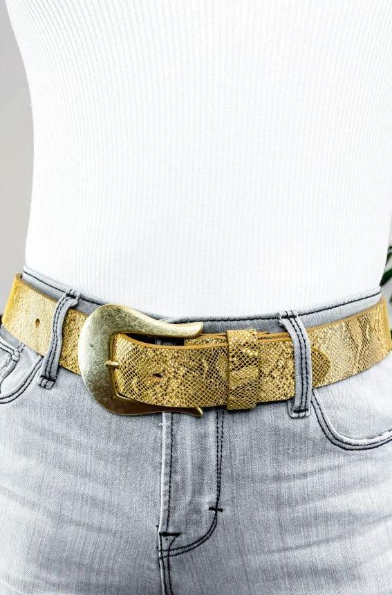 Frances Belt - Mustard Snake - Flutter