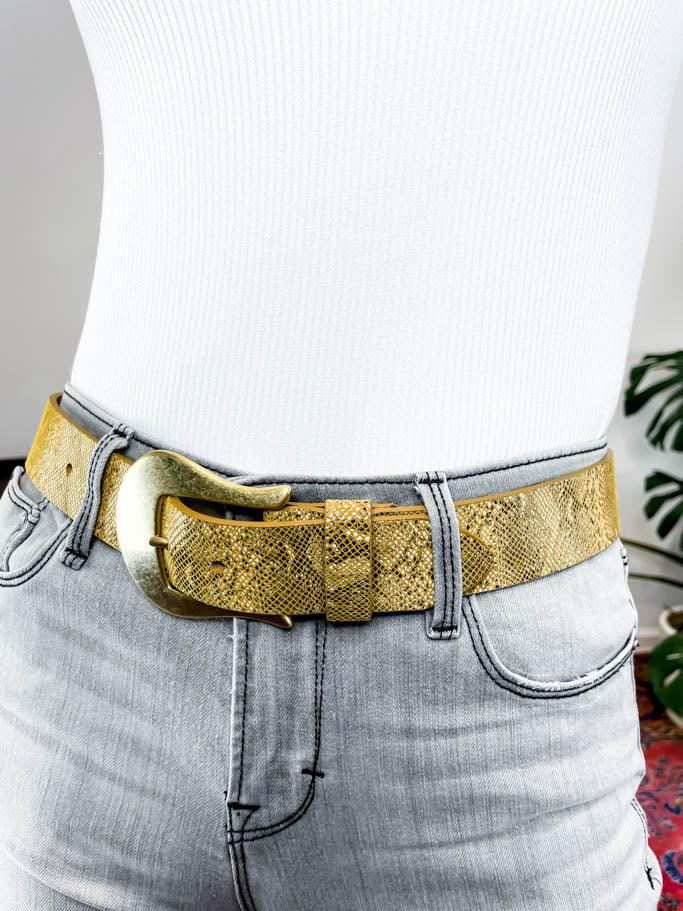 Frances Belt - Mustard Snake - Flutter