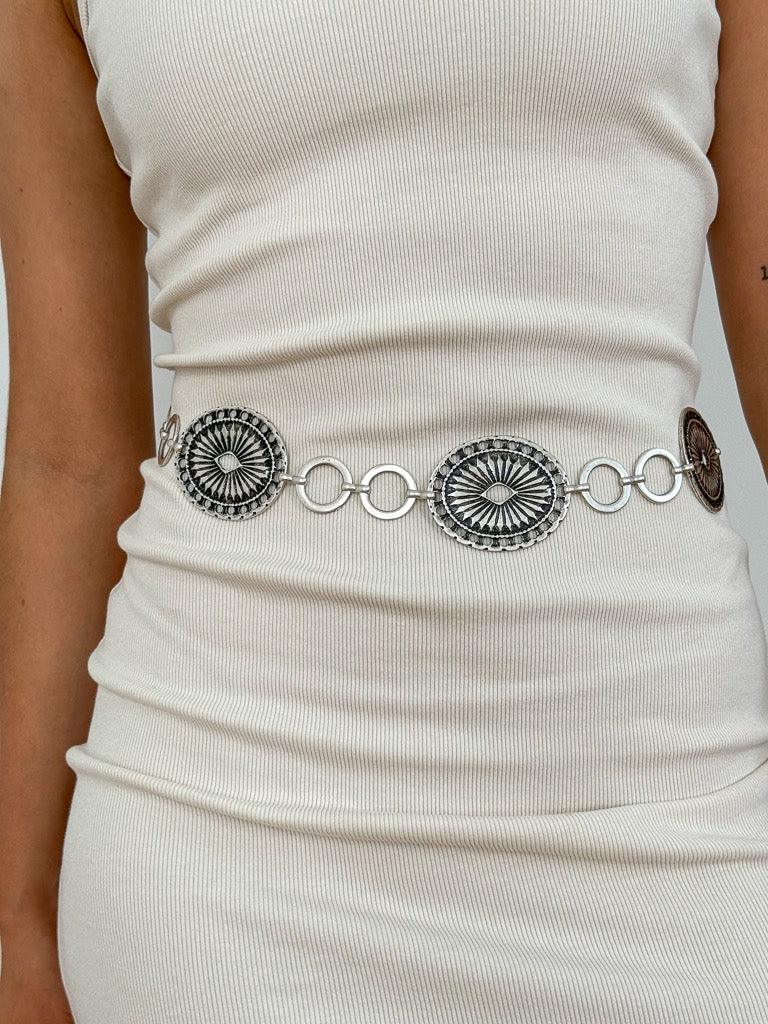 antique silver chain belt
