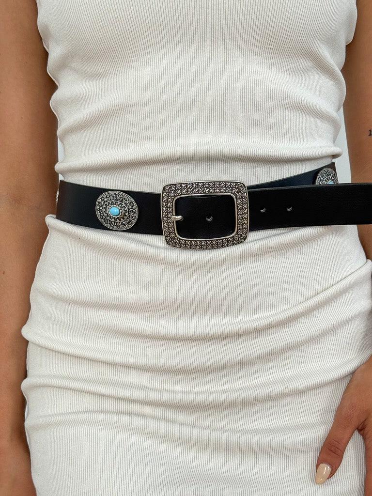western-inspired belt featuring black Italian leather