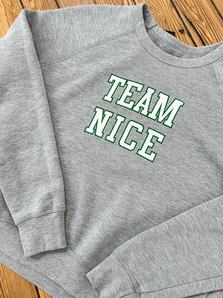 Team Naughty/Nice Reversible Sweatshirt- Grey