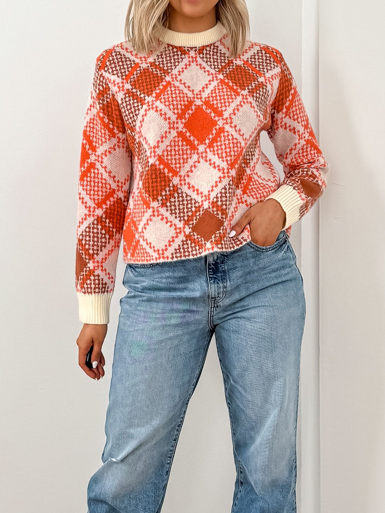 Enon Sweater- Orange/Almond/Ecru
