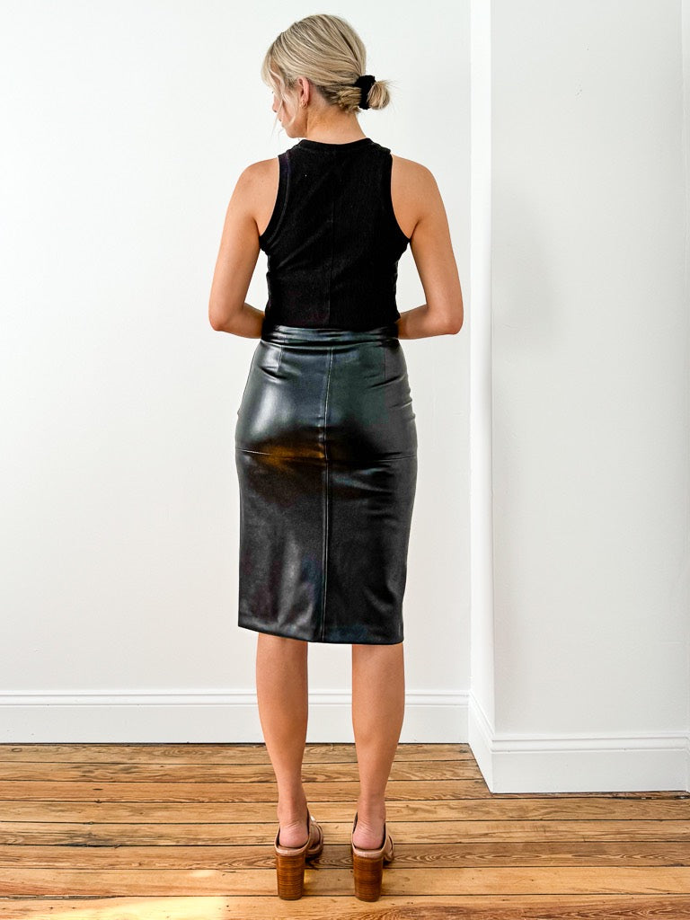 Rae Leather Skirt - Black