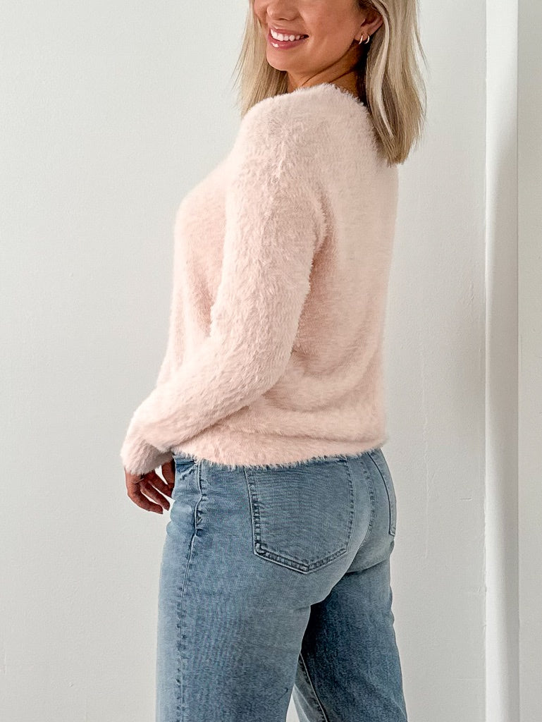 Clare Eyelash Sweater - Pastel Pink