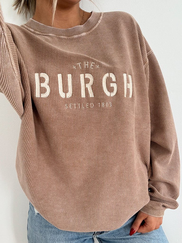 The Burgh Corded Crew Sweatshirt - Light Mocha