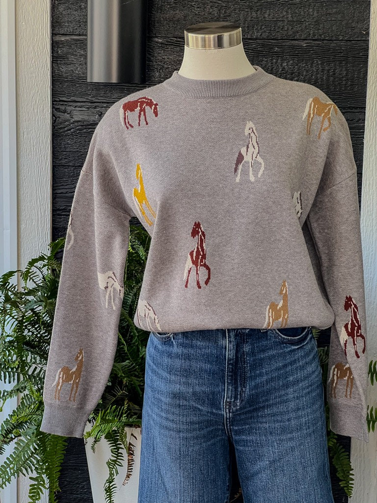 Horse Sweater - Heather Grey
