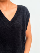 Amelia Fuzzy Sweater Vest - Black