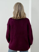 Carlen Mock Neck Sweater- Aubergine