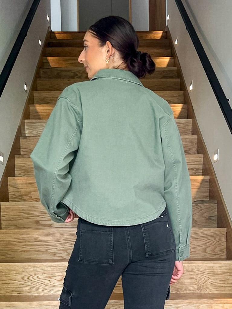 All Day Cropped Twill Jacket - Evergreen - Flutter