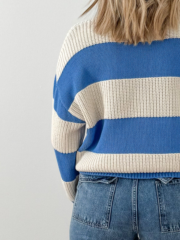 Fresca Stripe Sweater- Blue Isle