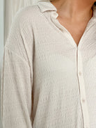 Dawson Pucker Knit Shirt- Whisper White