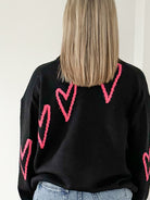 Lola Hearts Crewneck Sweater-Black