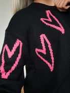 Lola Hearts Crewneck Sweater-Black
