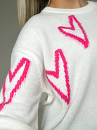 Lola Hearts Crewneck Sweater-Off White