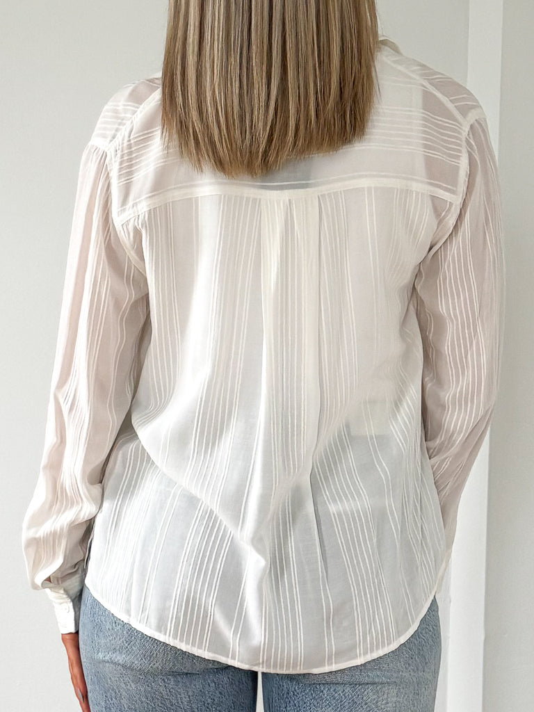 Paige Long Sleeve Button Down-White